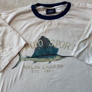 Polo Ralph Lauren Sport T Shirt Mens XL Sailfish Made in USA Vintage Print Y2K